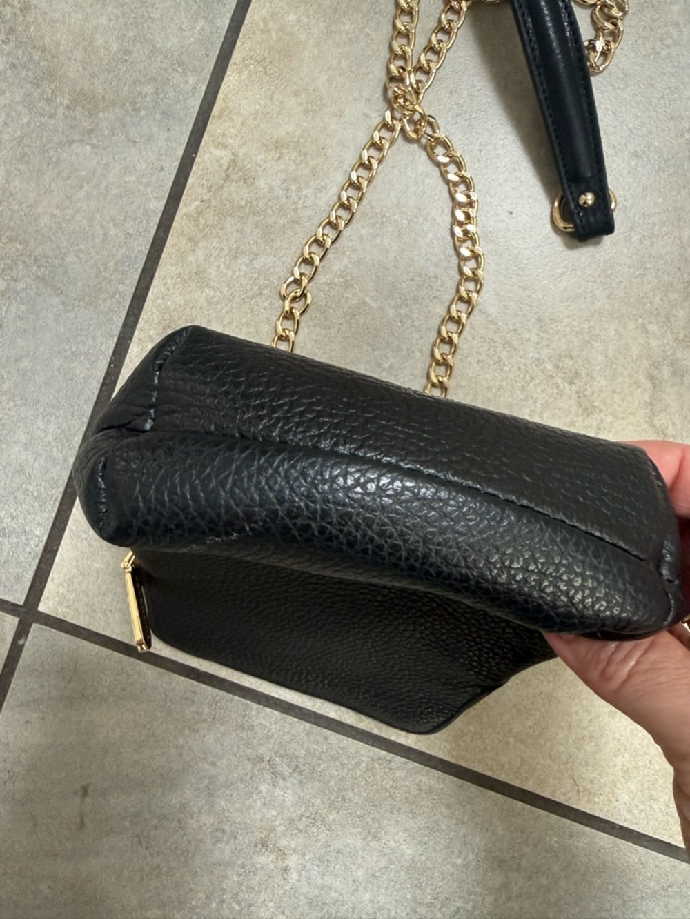 Valentina  Crossbody HandBag Italy Purse Phone Holder Black Chain+Strap Leather - Picture 5 of 6